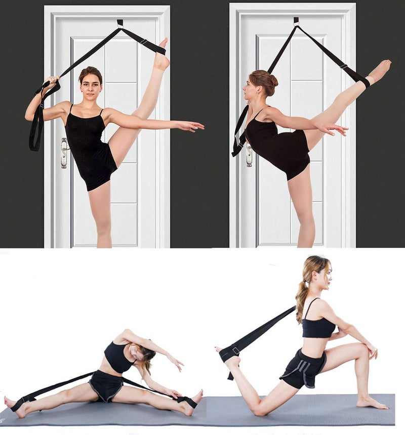 Price Xes Adjustable Leg Stretcher Lengthen Ballet Stretch Band - Easy Install on Door Flexibility Stretching Leg Strap Great Cheer Dance Gymnastics Trainer stretching equipment taekwondo Training (black) - Image 2